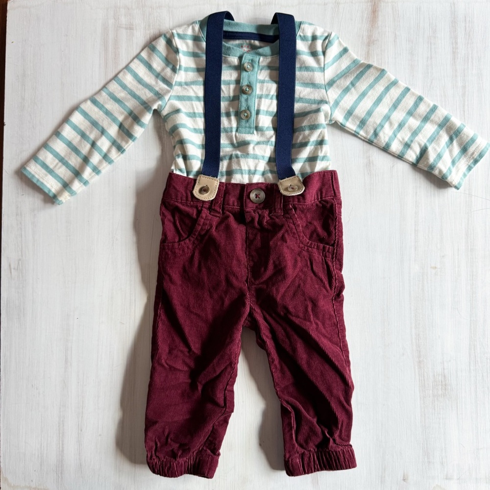 Cat & Jack suspenders outfit (size 6-9 months)